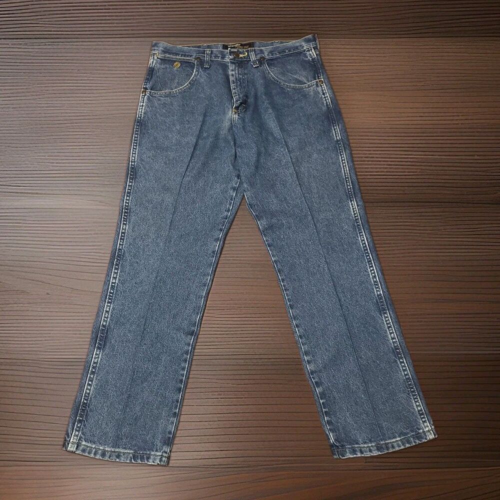 Wrangler George Strait Cowboy Cut Jeans 13MGSHD 34x30 Pair Lot 2 Flat 35x31 - Picture 8 of 13